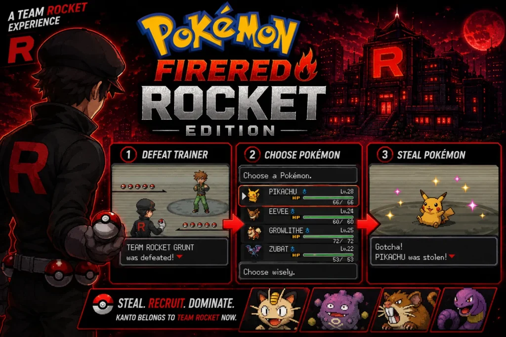 Pokemon FireRed Rocket Edition steal Pokemon mechanic
