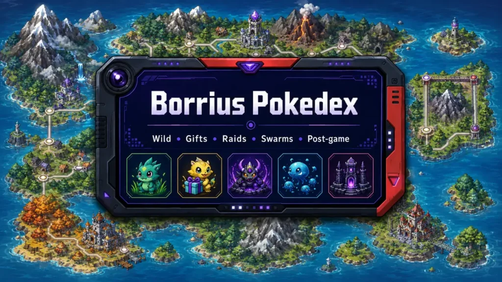 Pokemon Unbound Borrius region Pokedex screen