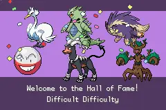 Pokemon Unbound Hall of Fame team after completing the game on Difficult difficulty