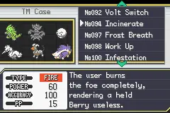 Pokemon Unbound TM case showing updated moves, type, power, accuracy, and descriptions