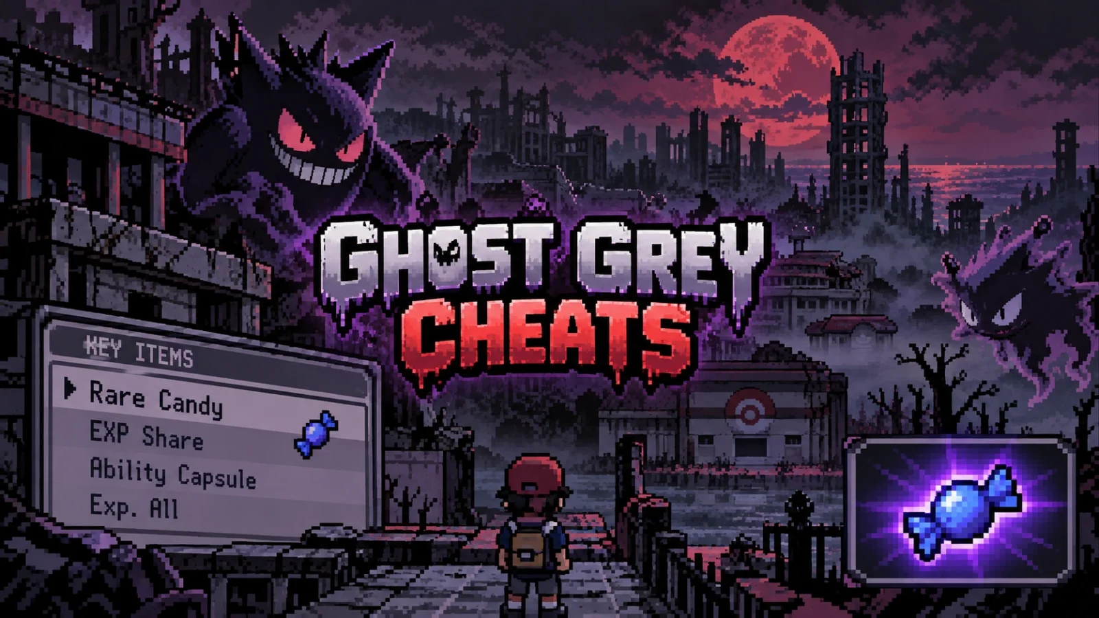 Pokémon Ghost Grey cheats guide with Rare Candy and built-in shortcuts